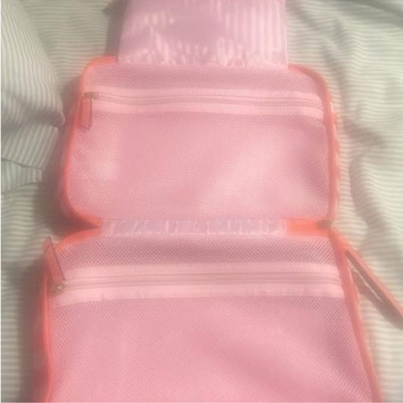 Victoria's Secret Coral Striped Cosmetic Bag Set - Picture 3 of 5